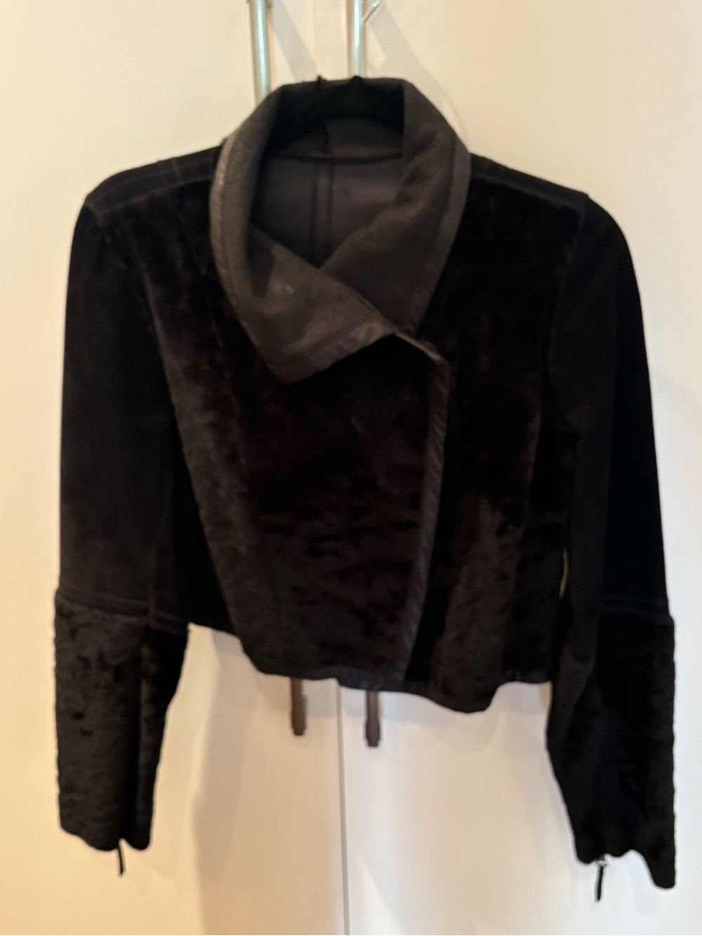 ILIA Black Cropped Teddy Jacket